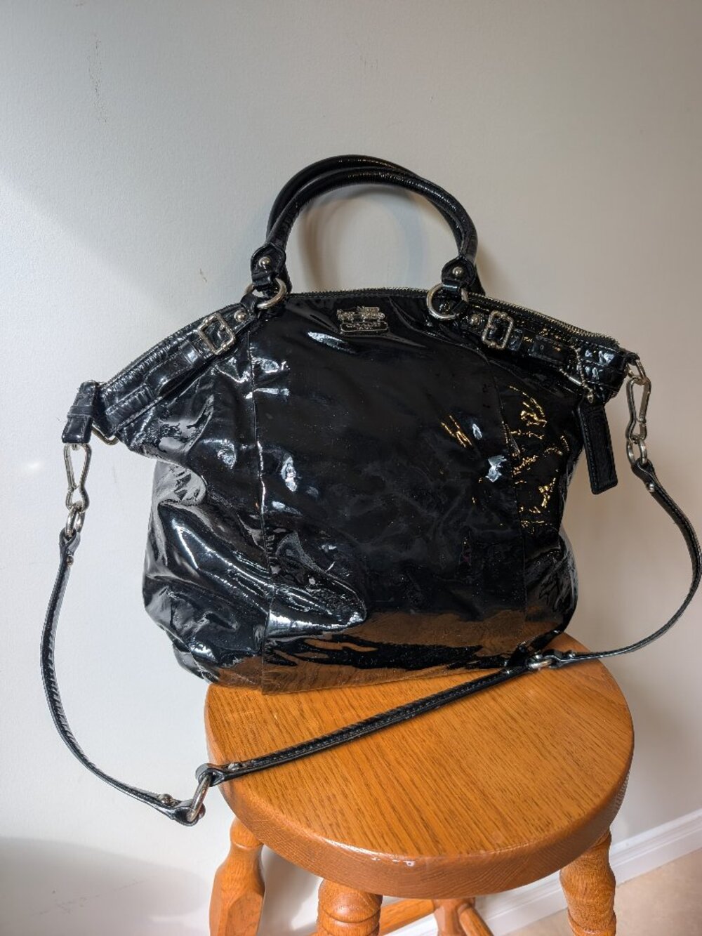 Coach 18627 Madison Patent Leather Lindsay Satchel